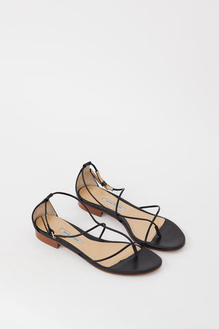 Emme Parsons Black Leather String Sandal