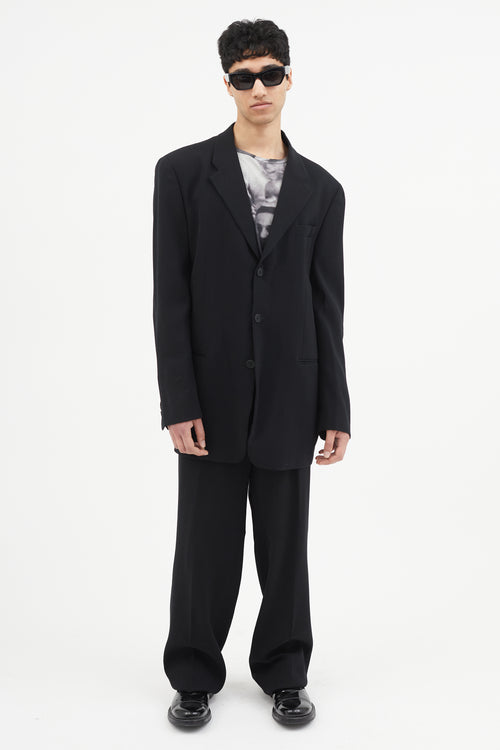 Emporio Armani Black Wool Two Piece Suit