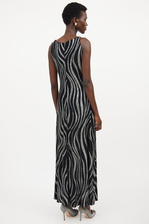 En Francais Black & Silver Glitter Maxi Dress