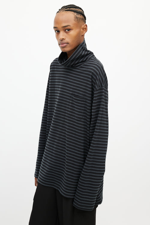 Engineered Garments Black & Grey Stripes Turtleneck Top