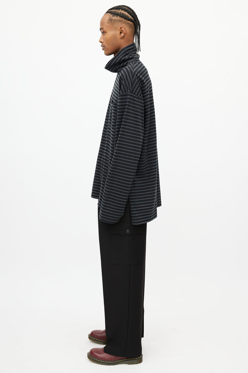 Engineered Garments Black & Grey Stripes Turtleneck Top