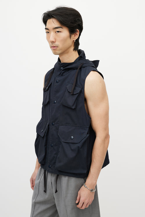 Engineered Garments Black Hooded Cargo Vest