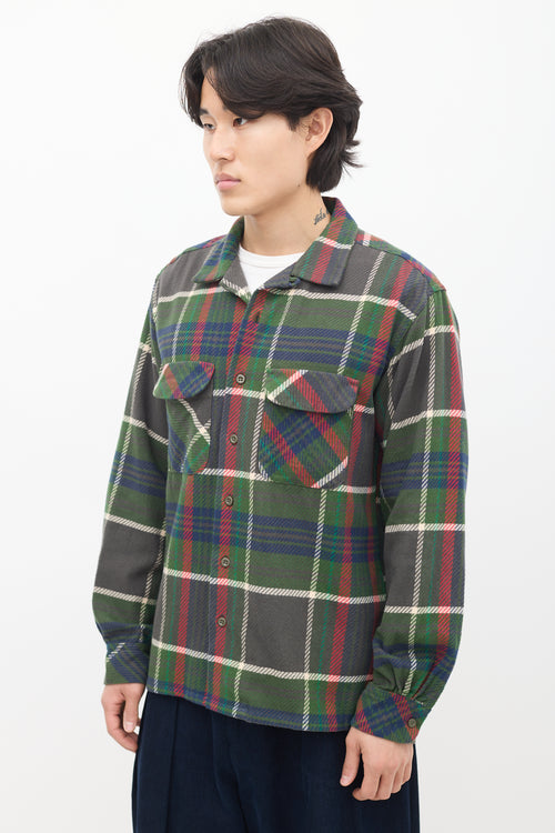 Green & Multi Plaid Flannel Shirt