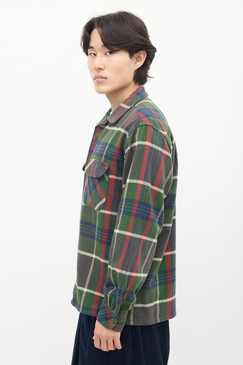 Green & Multi Plaid Flannel Shirt