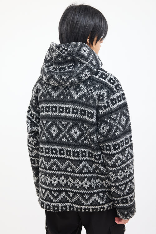 Engineered Garments Black & White Geo Printed Fleece Hoodie