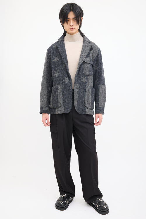 Engineered Garments Grey Wool Star & Striped Jacket