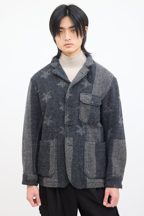 Engineered Garments Grey Wool Star & Striped Jacket