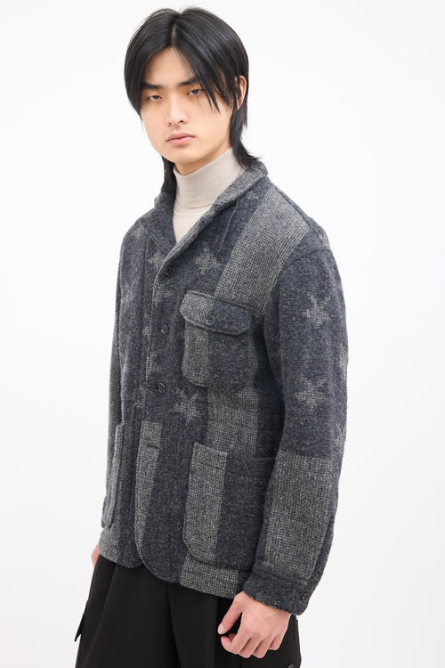 Engineered Garments Grey Wool Star & Striped Jacket