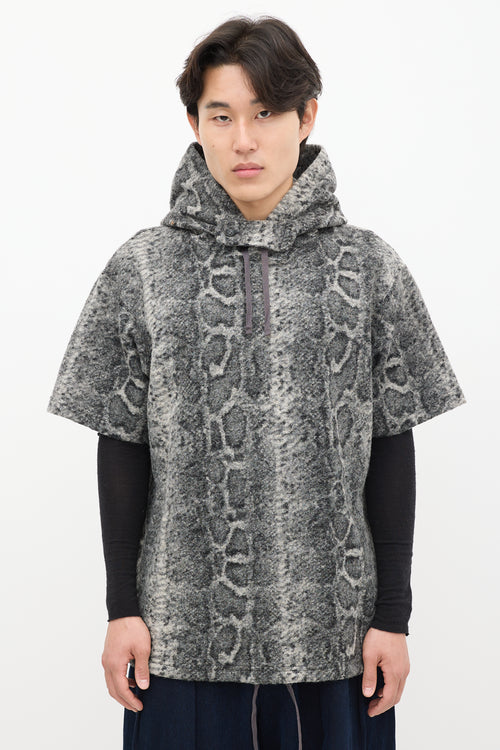 Engineered Garments Grey & White Patterned Hoodie