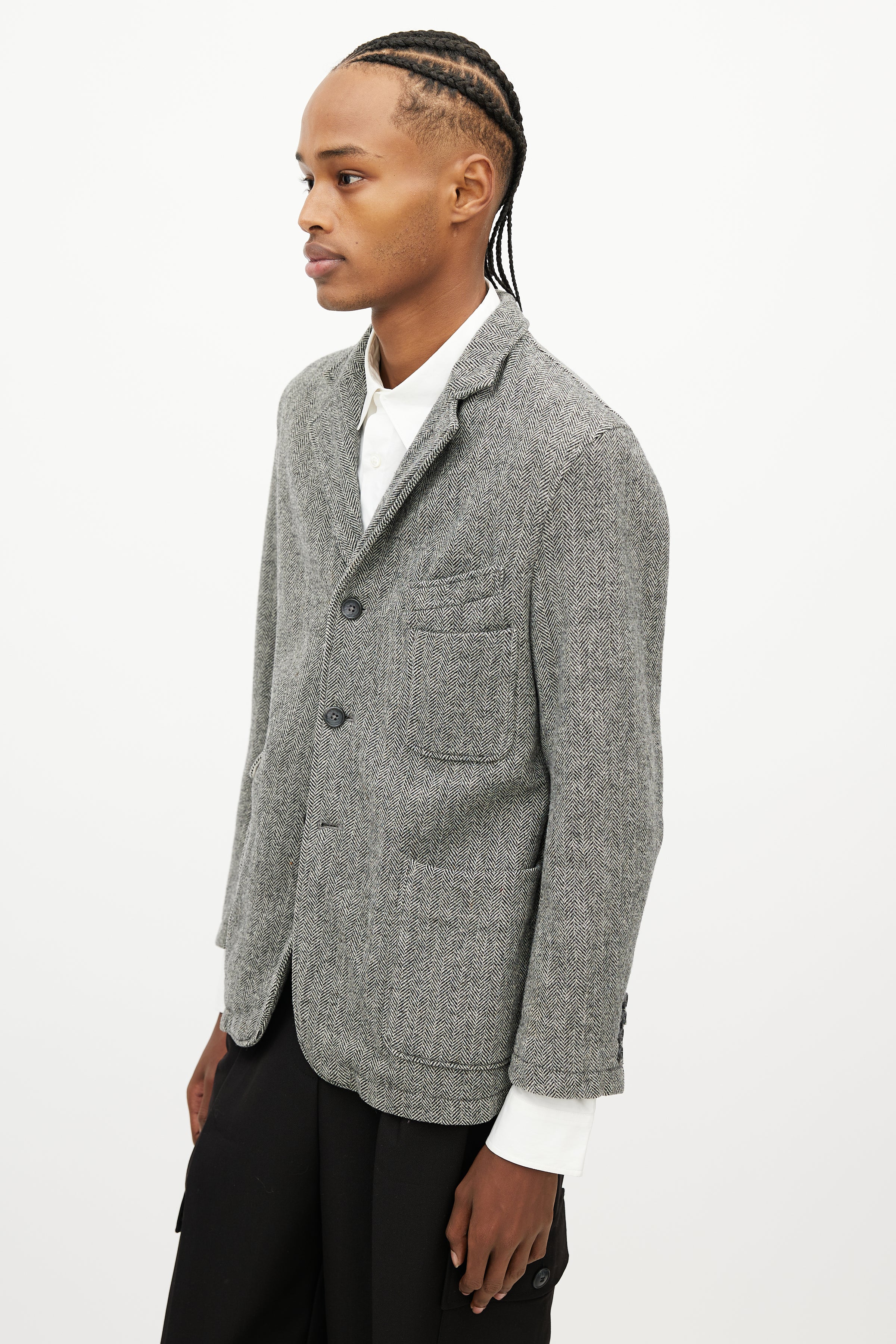 Engineered Garments  Andover Jacket - Grey Poly Wool Herringbone
