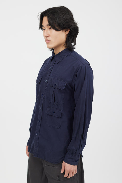 Engineered Garments Navy Cotton Button Up Shirt