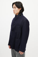 Engineered Garments Navy & White Wool Striped Blazer