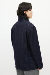 Engineered Garments Navy & White Wool Striped Blazer