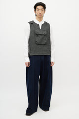 Engineered Garments White & Black Tweed Wool Vest