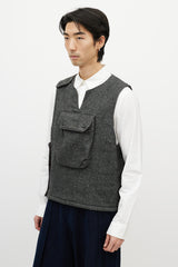 Engineered Garments White & Black Tweed Wool Vest