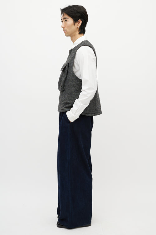 Engineered Garments White & Black Tweed Wool Vest