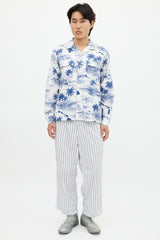 Engineered Garments White & Blue Floral Shirt
