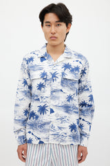 Engineered Garments White & Blue Floral Shirt