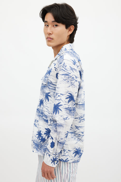 Engineered Garments White & Blue Floral Shirt