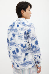 Engineered Garments White & Blue Floral Shirt
