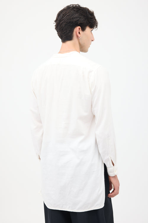 Engineered Garments White Stand Collar Long Shirt