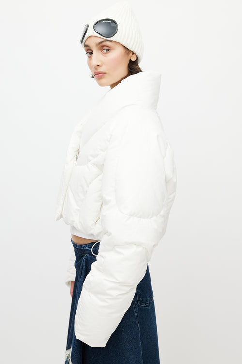 Entire Studio White Quilted Cropped Down Jacket