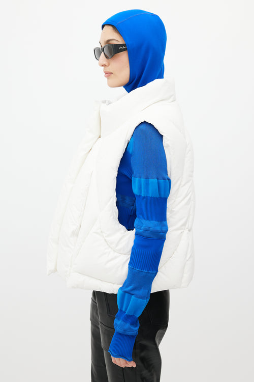 Entire Studio White Quilted Cropped Down Vest