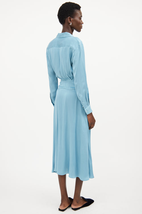 Equipment Blue Silk Wrap Maxi Dress