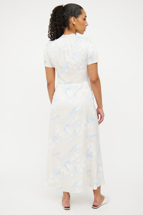 Equipment Cream Silk Blend Floral Button-Up Dress