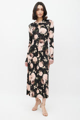 Erdem Black & Multicolour Floral Jersey Maxi Dress