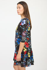 Erdem Black & Multicolour Silk Floral Ruffled Dress