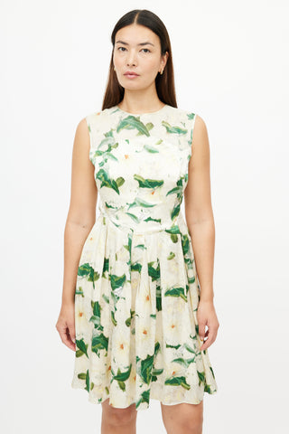 Erdem Cream & Multicolour Floral Silk Dress