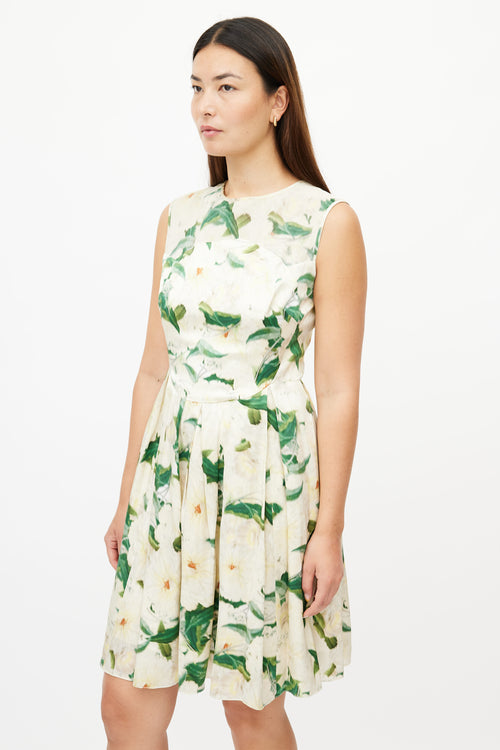 Erdem Cream & Multicolour Floral Silk Dress