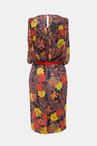 Erdem Floral Cape Effect Dress
