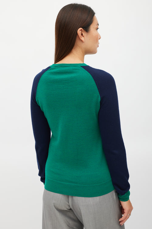 Erdem Navy & Multicolour Silk Floral Houndstooth Sweater