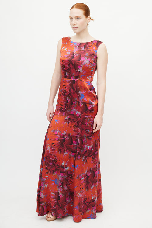 Erdem Red & Multicolour Floral Dress