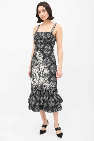 Erdem SS 2017 Black & Grey Floral Co-Ord Set