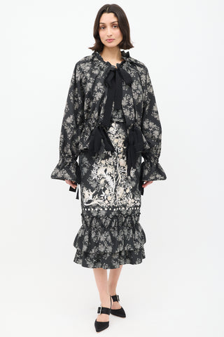 Erdem SS 2017 Black & Grey Floral Co-Ord Set