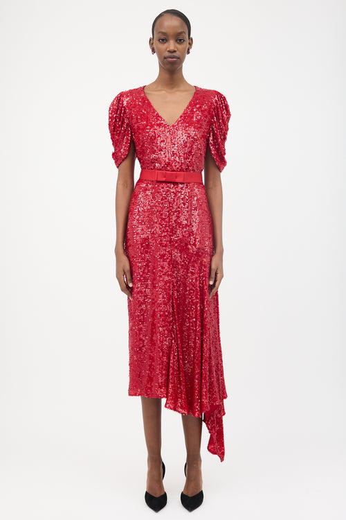 Erdem Sequin Asymmetrical Dress