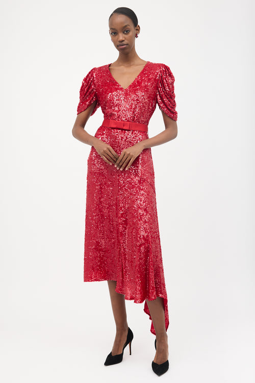 Erdem Sequin Asymmetrical Dress