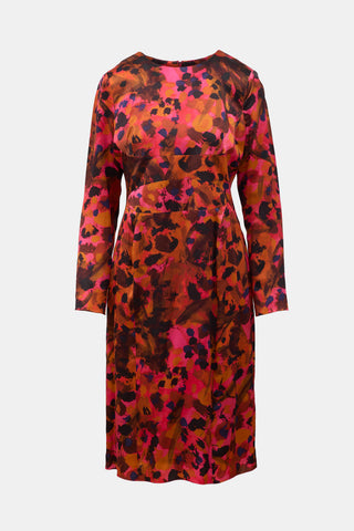 Erdem Silk Satin Printed Dress