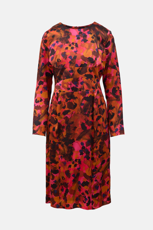 Erdem Silk Satin Printed Dress