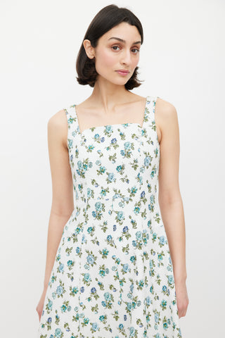 Erdem White & Multicolour Floral Polly Dress