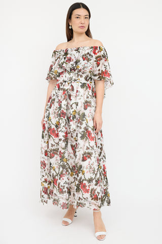 Erdem Floral Algarve Off Shoulder Dress