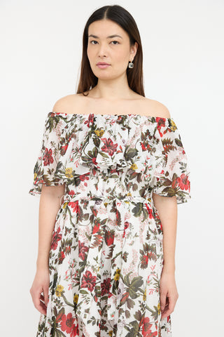 Erdem Floral Algarve Off Shoulder Dress