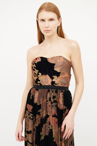 Erin Fetherston Multi Colour Brown Print Gown