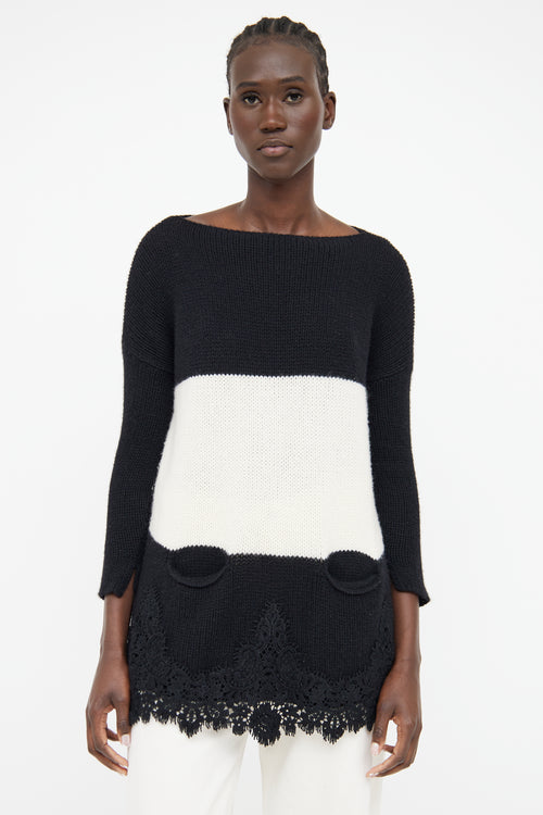 Ermanno Scervino Black and White Cashmere Sweater
