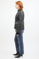 Ermanno Scervino Black & Green Coated Canvas Jacket