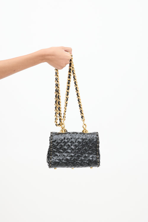 Ermanno Scervino Black Patent Leather Small Faubourg Chain Flap Bag