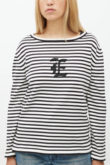 Ermanno Scervino Black & White Stripe Knit Top